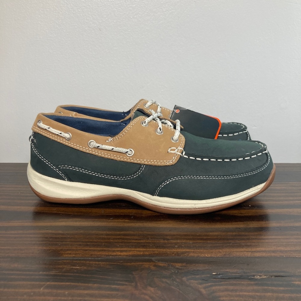 Rockport Work Safety Blue Brown Sailing Club Boat Shoes Womens Size 10